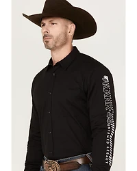 RANK 45® Men's American Legend Logo Performance Twill Long Sleeve Pearl Snap Western Shirt