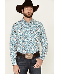 Cody James Men's City Lights Paisley Print Long Sleeve Snap Western Shirt