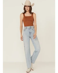 Free People Women's Aster Light Wash High Rise Straight Denim Jeans