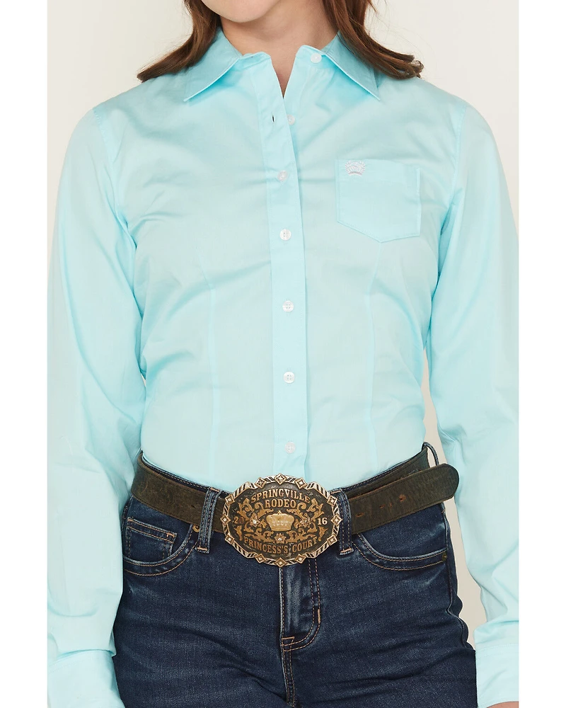 Cinch Women's Solid Long Sleeve Button-Down Western Shirt