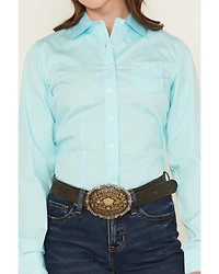 Cinch Women's Solid Long Sleeve Button-Down Western Shirt