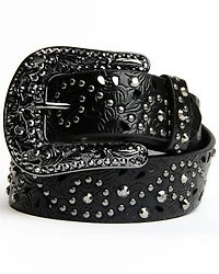 Shyanne Women's Black Floral Embossed Western Belt