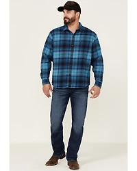 Wrangler X Fender Men's Plaid Tour Back Patch Button-Down Shirt Flannel Jacket