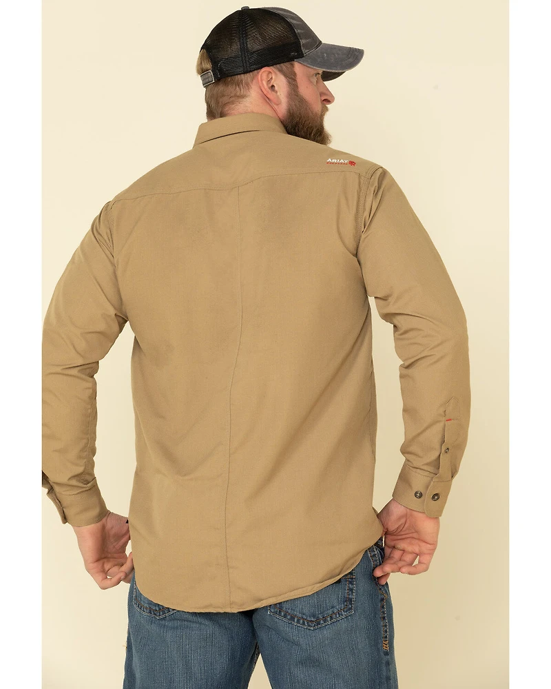 Ariat Men's Khaki FR Solid Featherlight Long Sleeve Work Shirt