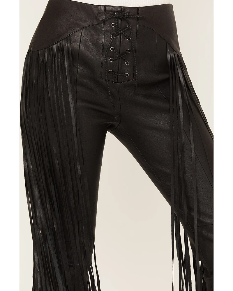 Wonderwest Women's Leather Fringe Pants