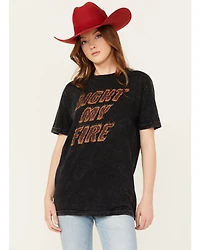 American Highway Women's Light My Fire Rhinestone Short Sleeve Graphic Tee