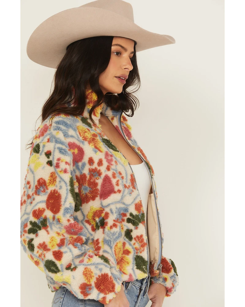 Cleo + Wolf Women's Floral Sherpa Jacket