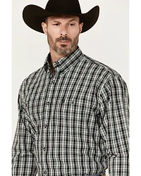 George Strait By Wrangler Men's Plaid Print Long Sleeve Button-Down Stretch Western Shirt
