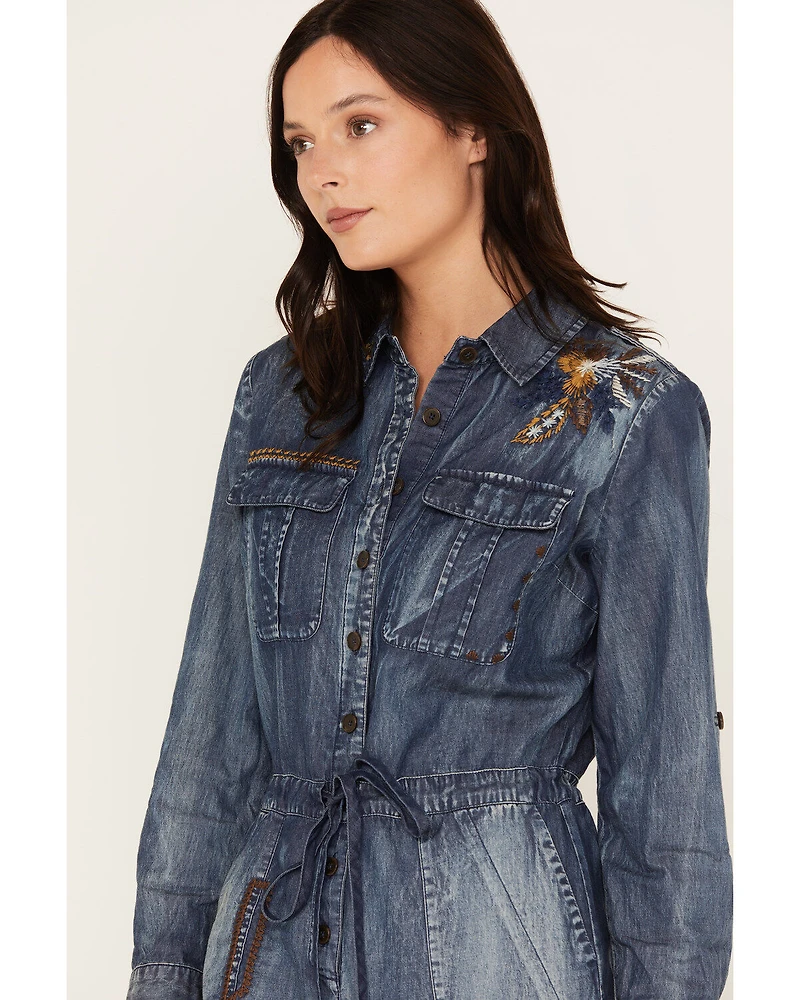 Cleo + Wolf Women's Denim Romper
