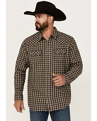 Moonshine Spirit Men's Bar Table Plaid Print Long Sleeve Snap Western Shirt