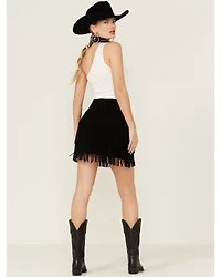 Scully Women's Fringe Tiered Suede Mini Skirt