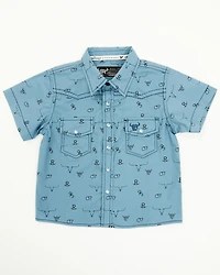 Cowboy Hardware Toddler Boys' Branding Iron Short Sleeve Snap Western Shirt