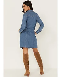 Wrangler Women's Denim Long Sleeve Western Mini Dress