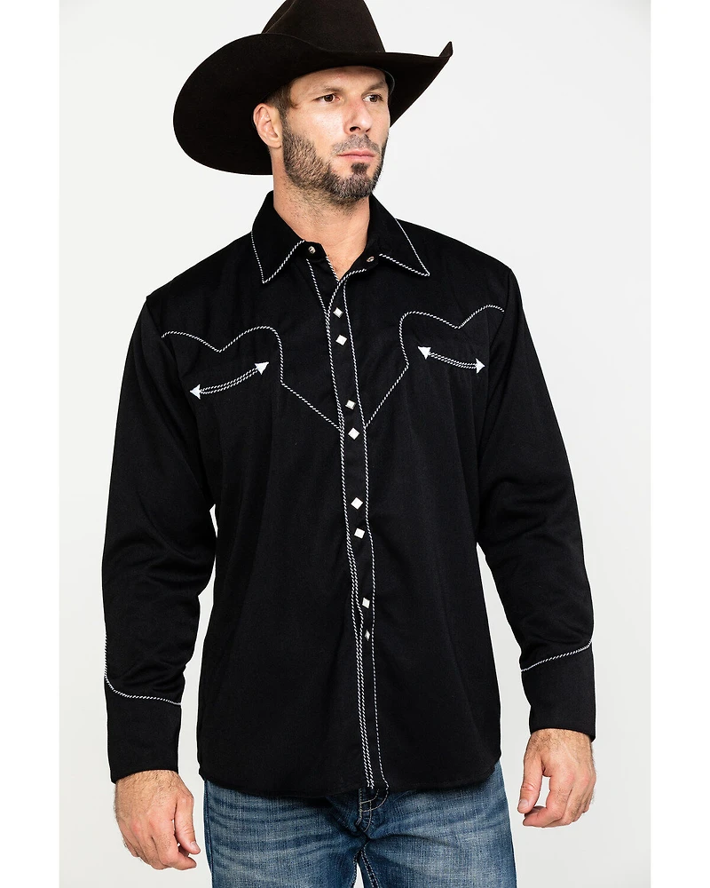 Scully Men's Embroidered Long Sleeve Snap Western Shirt