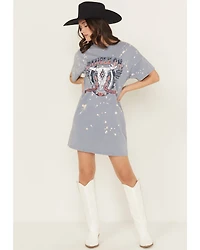 Rock & Roll Denim Women's Ramble On Short Sleeve Mini T-Shirt Dress