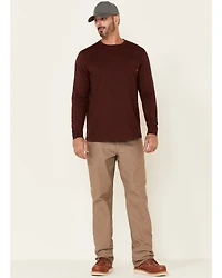 Hawx Men's Dark Red Original Pocket Long Sleeve Work T-Shirt