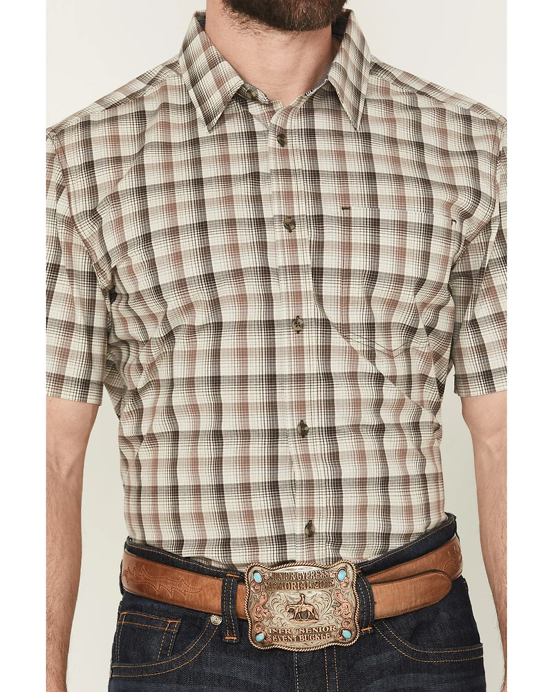 Cody James Men's Summit Plaid Print Short Sleeve Button-Down Stretch Western Shirt