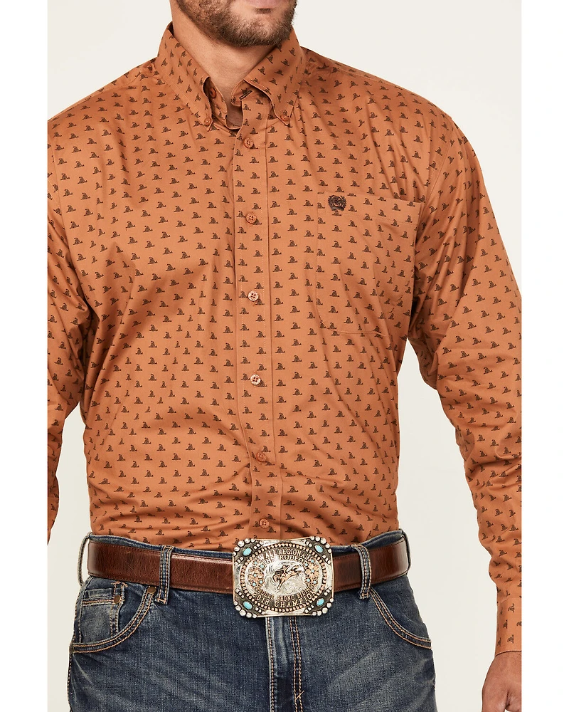 Cinch Men's Mini Snake Print Long Sleeve Button-Down Western Shirt