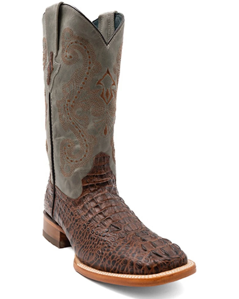 Ferrini Men's Caiman Croc Print Western Boots - Broad Square Toe