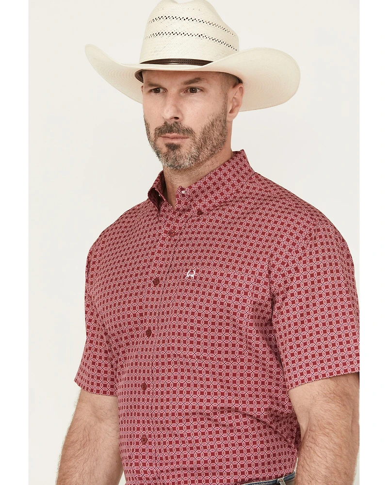 Cinch Men's Geo Print Short Sleeve Button-Down Performance Western Shirt