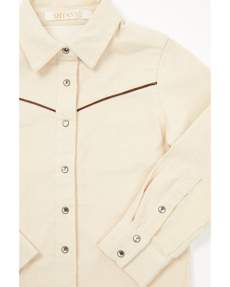 Shyanne Toddler Girls' Corduroy Long Sleeve Pearl Snap Western Shirt