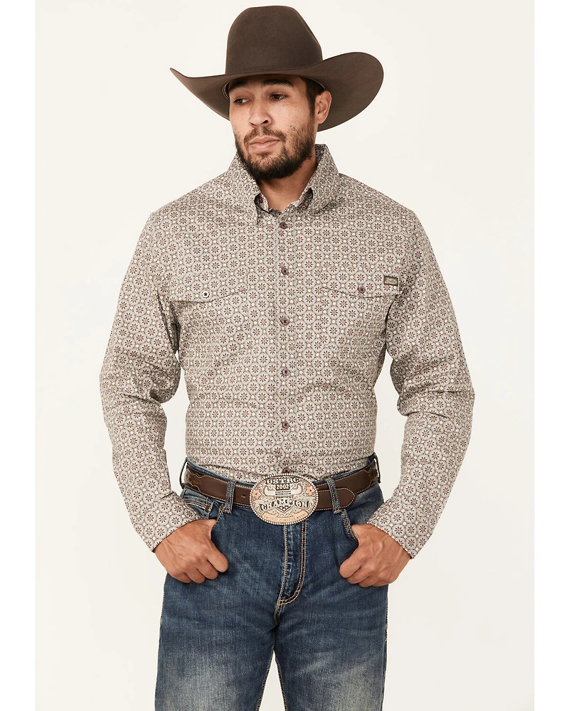 Justin Men's Boot Barn Exclusive Medallion Print Long Sleeve Button-Down Stretch Western Shirt