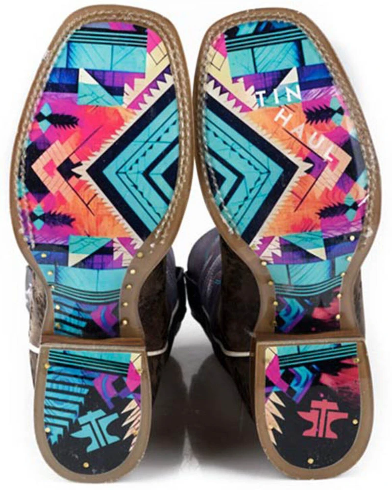 Tin Haul Women's Sizzling Aztec Western Boots - Broad Square Toe