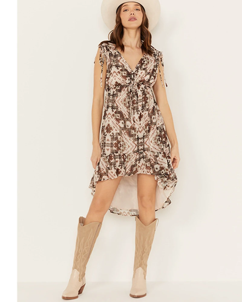 Shyanne Women's Printed Chiffon High-Low Dress