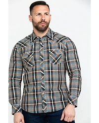 Rock & Roll Denim Men's Plaid Print Long Sleeve Snap Western Shirt