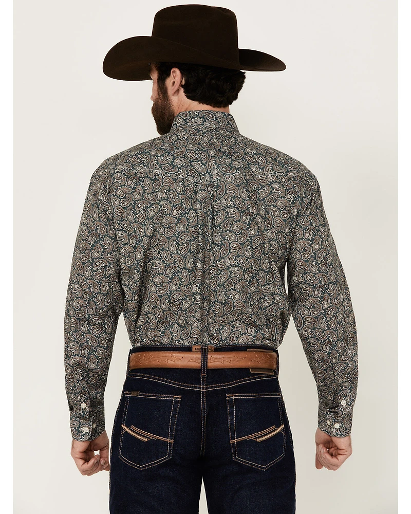 Roper Men's Amarillo Paisley Print Long Sleeve Button-Down Western Shirt