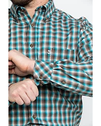 Tuf Cooper Men's Competition Brown Check Plaid Long Sleeve Western Shirt