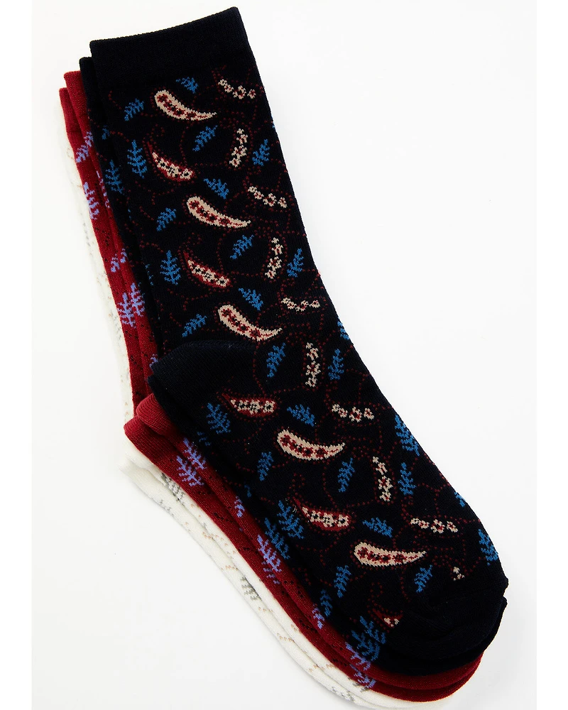 Shyanne Women's Libby Paisley Crew Socks - 3-Pack