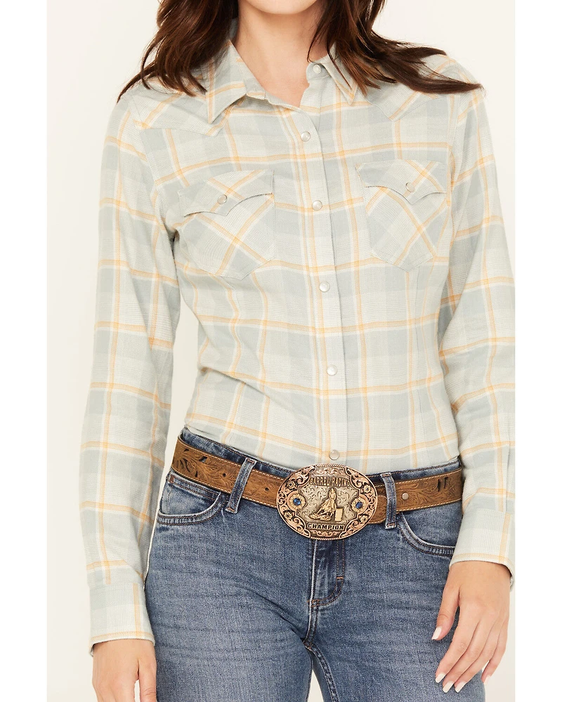 Wrangler Retro Women's Boot Barn Exclusive Plaid Print Long Sleeve Pearl Snap Western Shirt