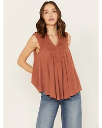 Molly Bracken Women's Crochet Sleeveless Peasant Top