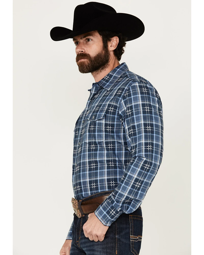 Wrangler Retro Men's Premium Plaid Print Long Sleeve Button-Down Western Shirt