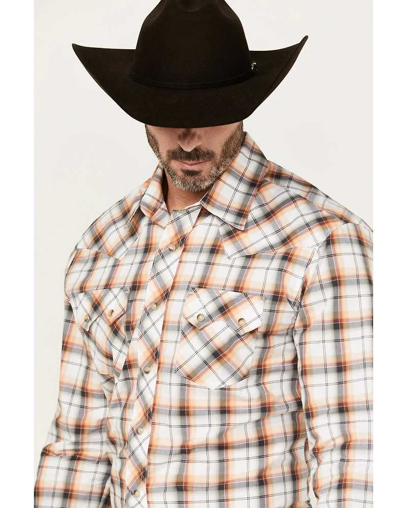Wrangler Retro Men's Plaid Print Long Sleeve Snap Western Shirt
