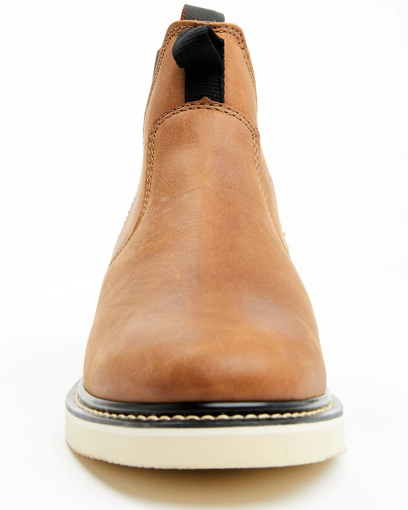 Hawx Men's Crazy Horse Wedge Chelsea Work Boots - Soft Toe
