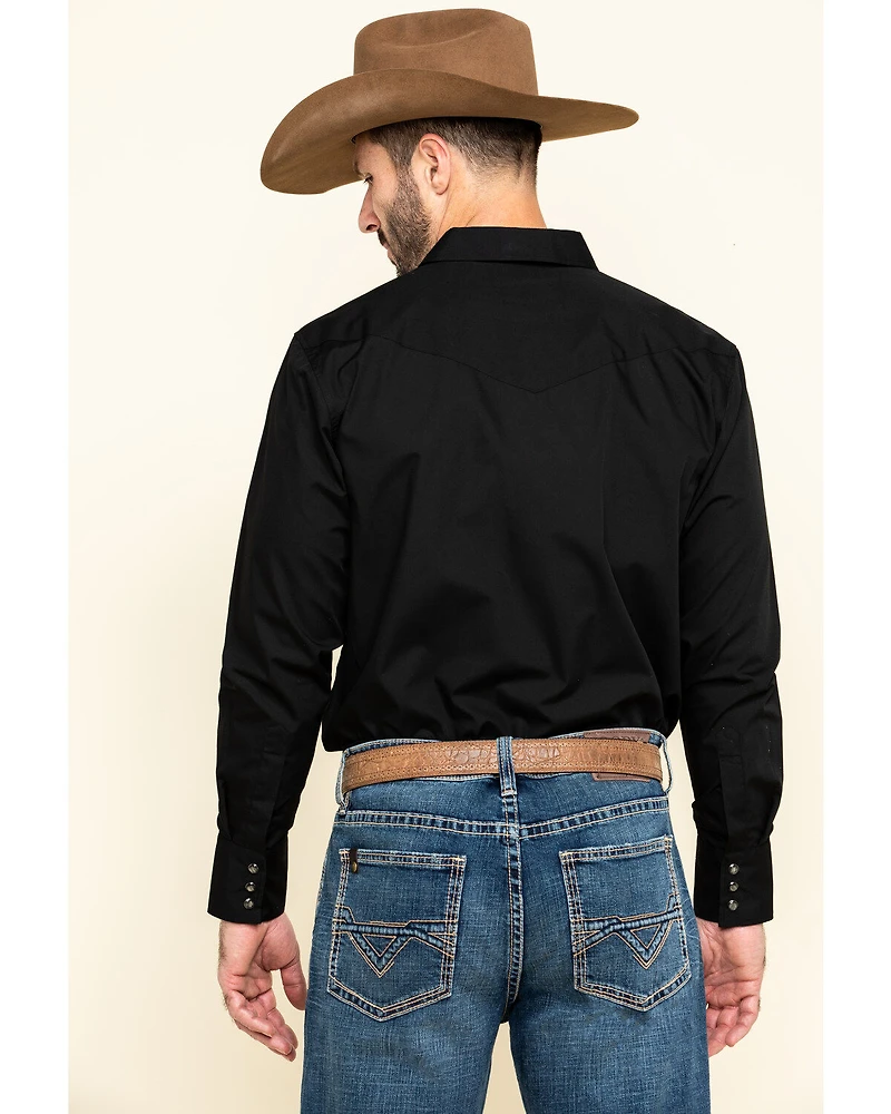 Gibson Men's Basic Solid Long Sleeve Pearl Snap Western Shirt