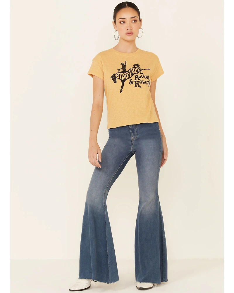 White Crow Women's Giddy Up Rough & Rowdy Graphic Short Sleeve Crop Tee