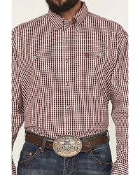 George Strait Wrangler Men's Checkered Long Sleeve Button-Down Stretch Western Shirt
