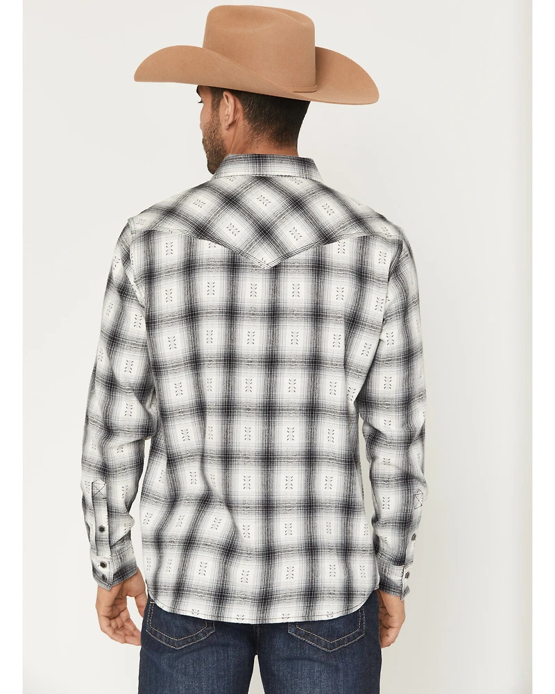 Moonshine Spirit Men's Smoke Stack Plaid Print Long Sleeve Snap Western Shirt