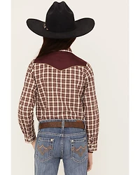 Roper Girls' Plaid Print Long Sleeve Pearl Snap Western Shirt