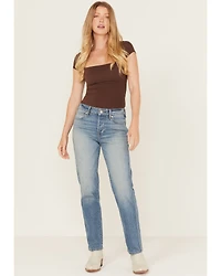 Ariat Women's Bridle Medium Wash High Rise Slim Straight Stretch Denim Jeans