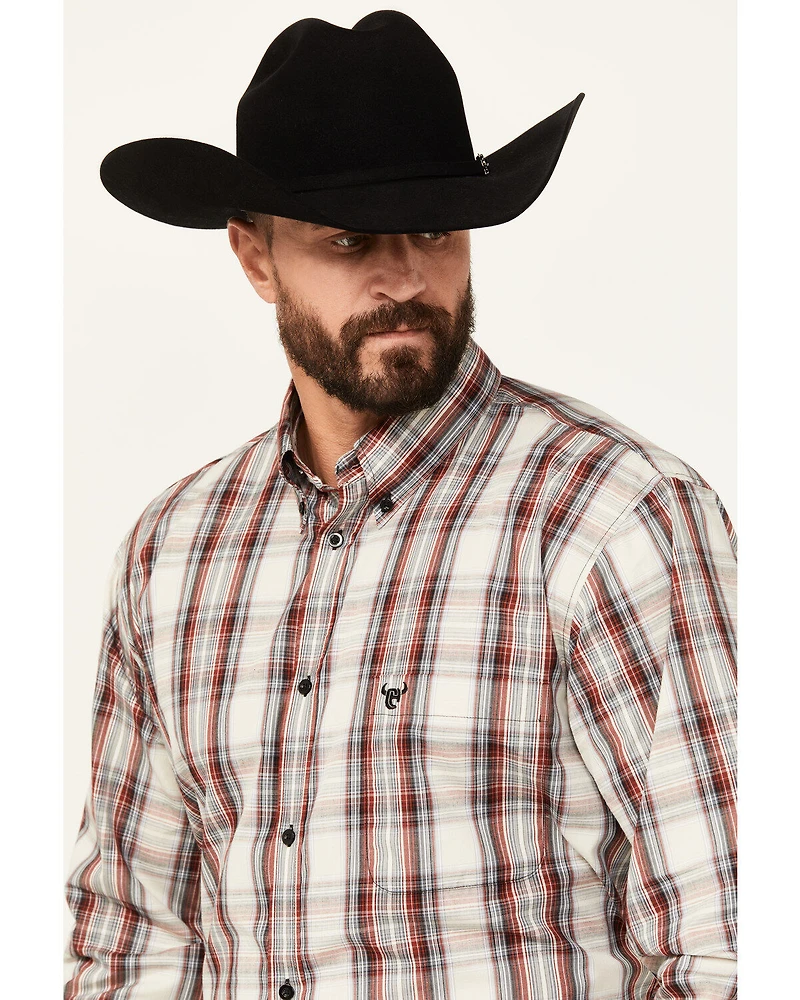 Cowboy Hardware Men's Dutton Plaid Print Long Sleeve Button-Down Western Shirt