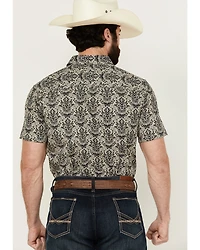 Gibson Men's Queen of Spades Medallion Print Short Sleeve Button-Down Western Shirt