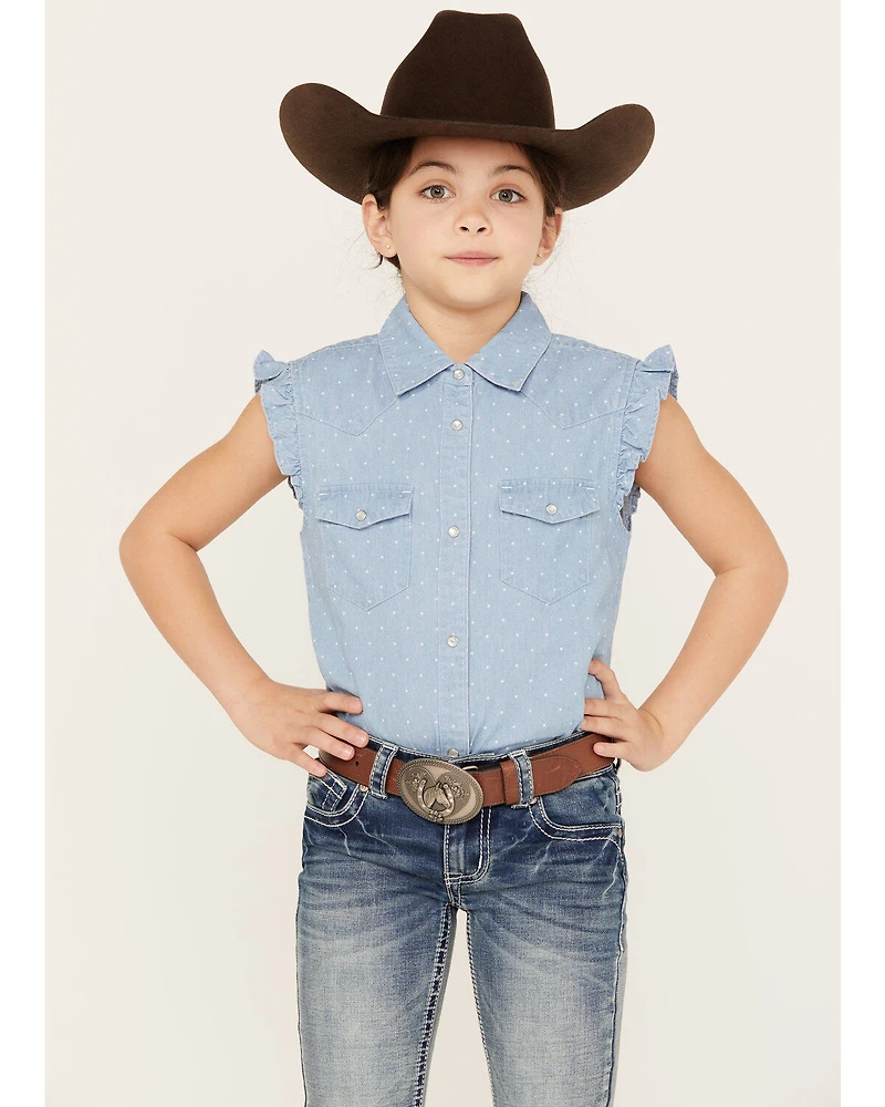 Shyanne Girls' Chambray Pearl Snap Western Shirt