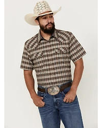 Cody James Men's Grit Plaid Print Short Sleeve Snap Western Shirt - Tall