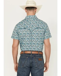 Rock & Roll Denim Men's Geo Floral Print Short Sleeve Pearl Snap Western Shirt