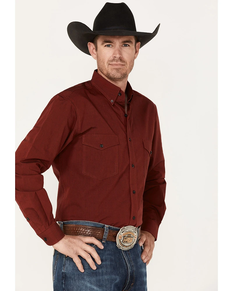 Roper Men's Pinewood Solid Long Sleeve Button Down Western Shirt