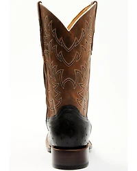 Cody James Men's Saddle Black Full-Quill Ostrich Exotic Western Boots - Broad Square Toe